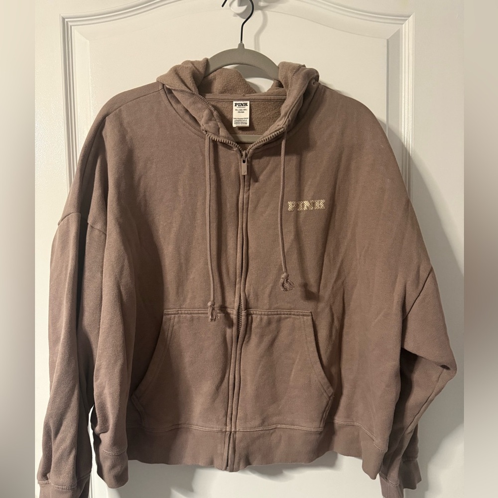 PINK Victoria's Secret Taupe Fleece Hoodie